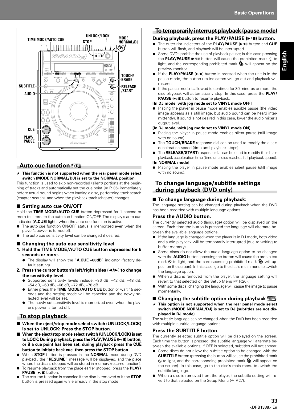 English, Auto cue function | Pioneer DVJ-X1 User Manual | Page 37 / 308