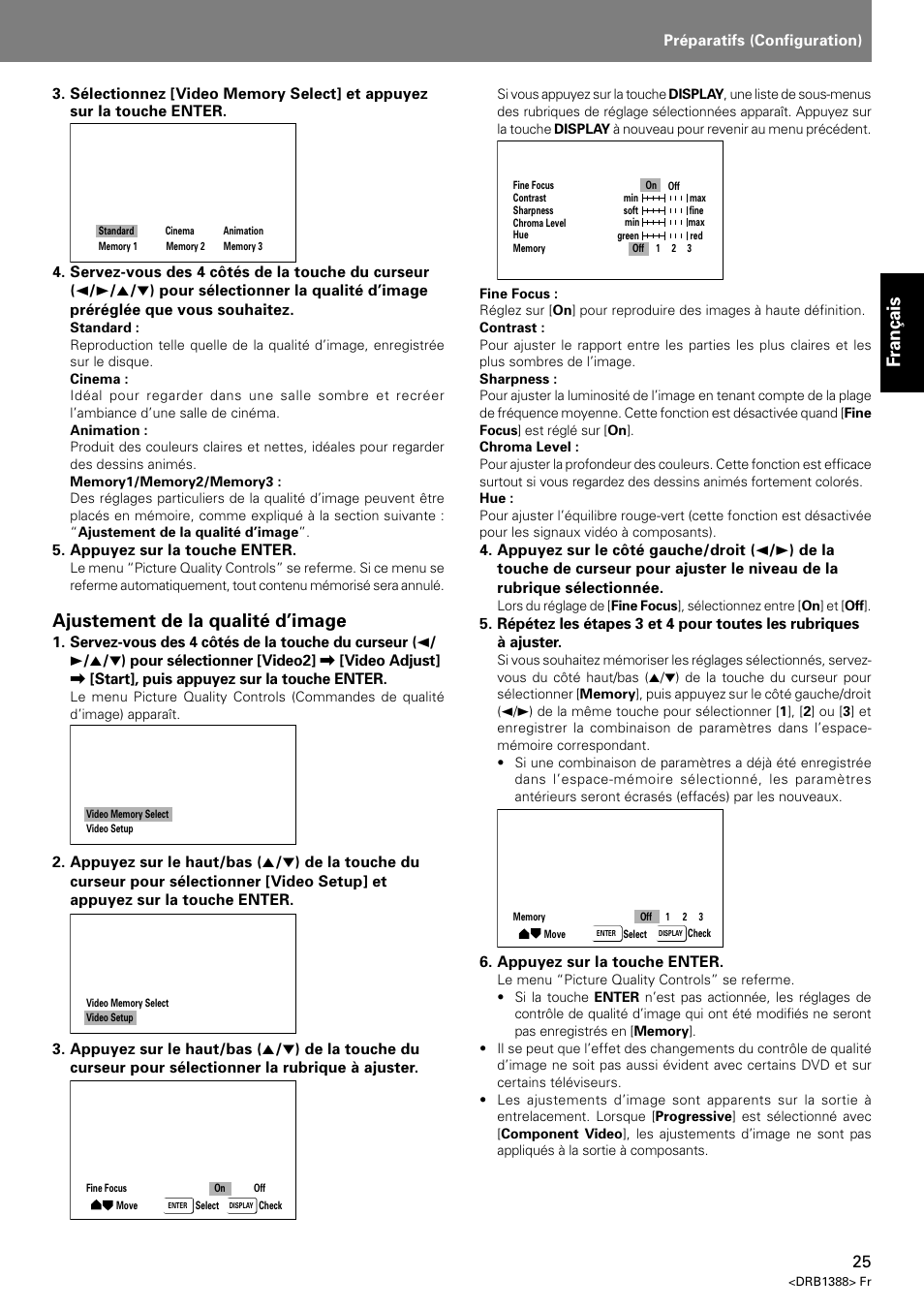 Français, Ajustement de la qualité d’image | Pioneer DVJ-X1 User Manual | Page 79 / 308
