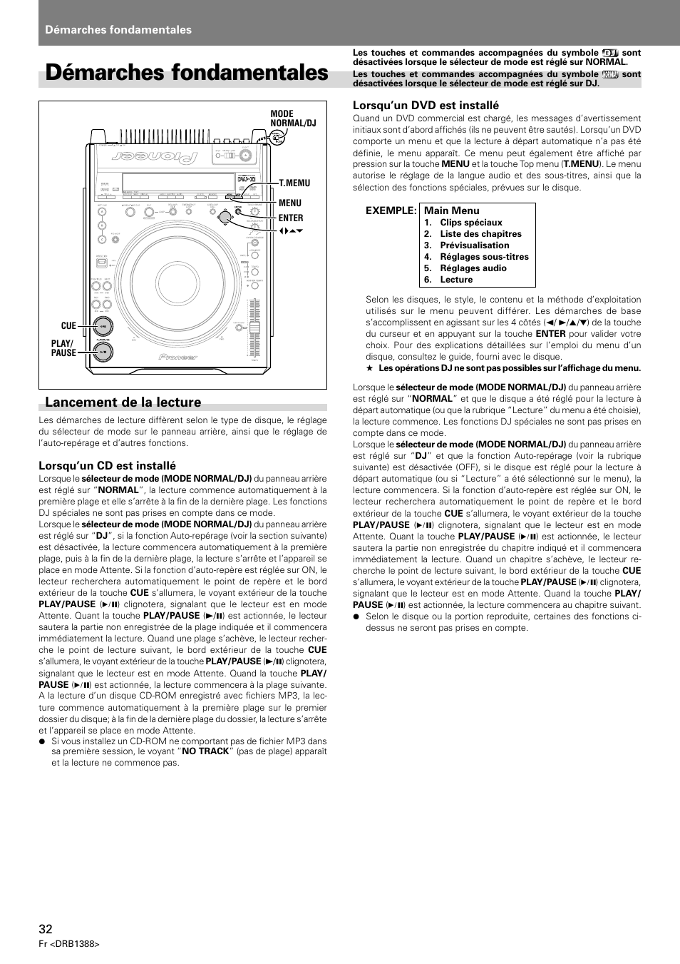 Démarches fondamentales, Lancement de la lecture | Pioneer DVJ-X1 User Manual | Page 86 / 308