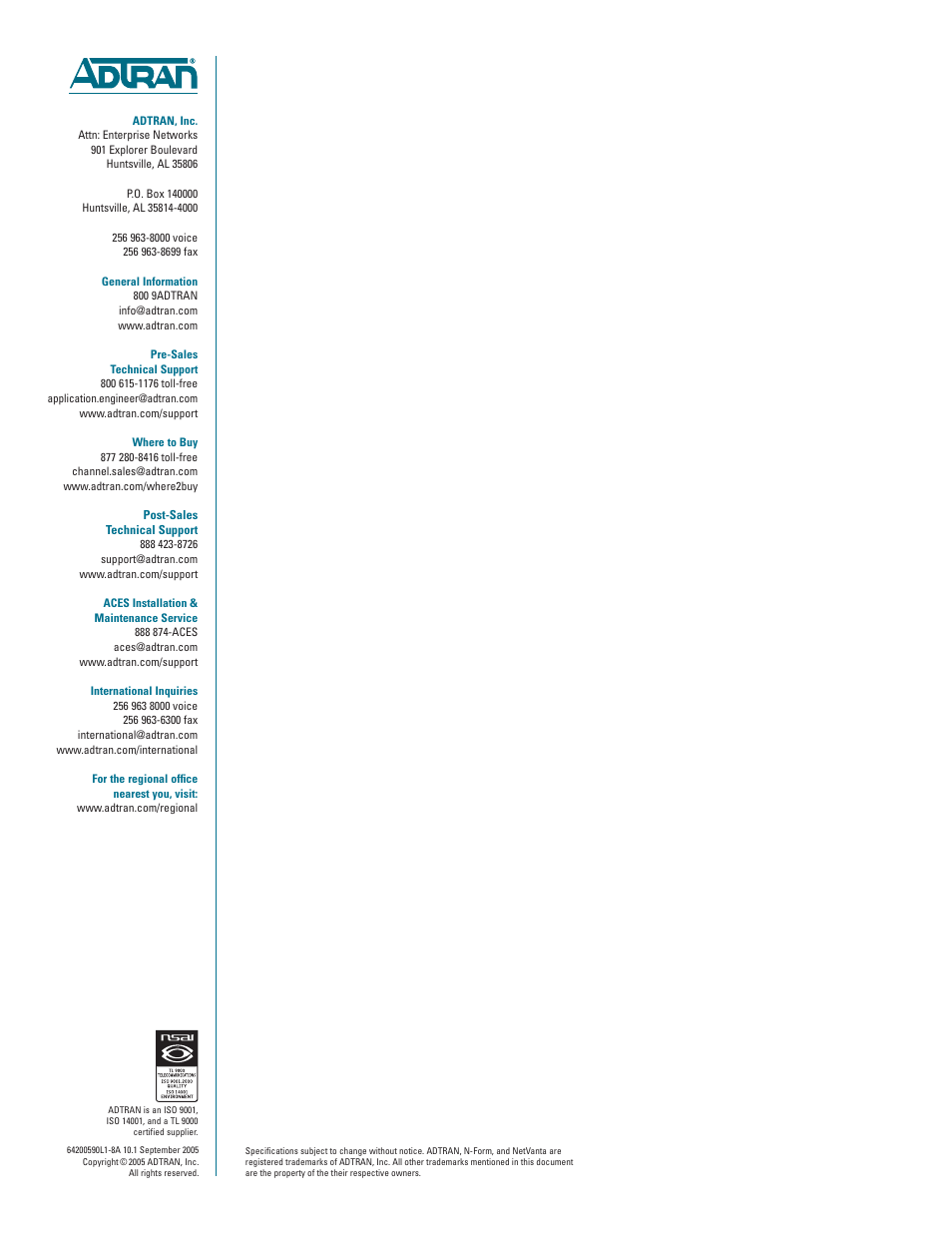 ADTRAN NetVanta 1224STR DC User Manual | Page 4 / 4