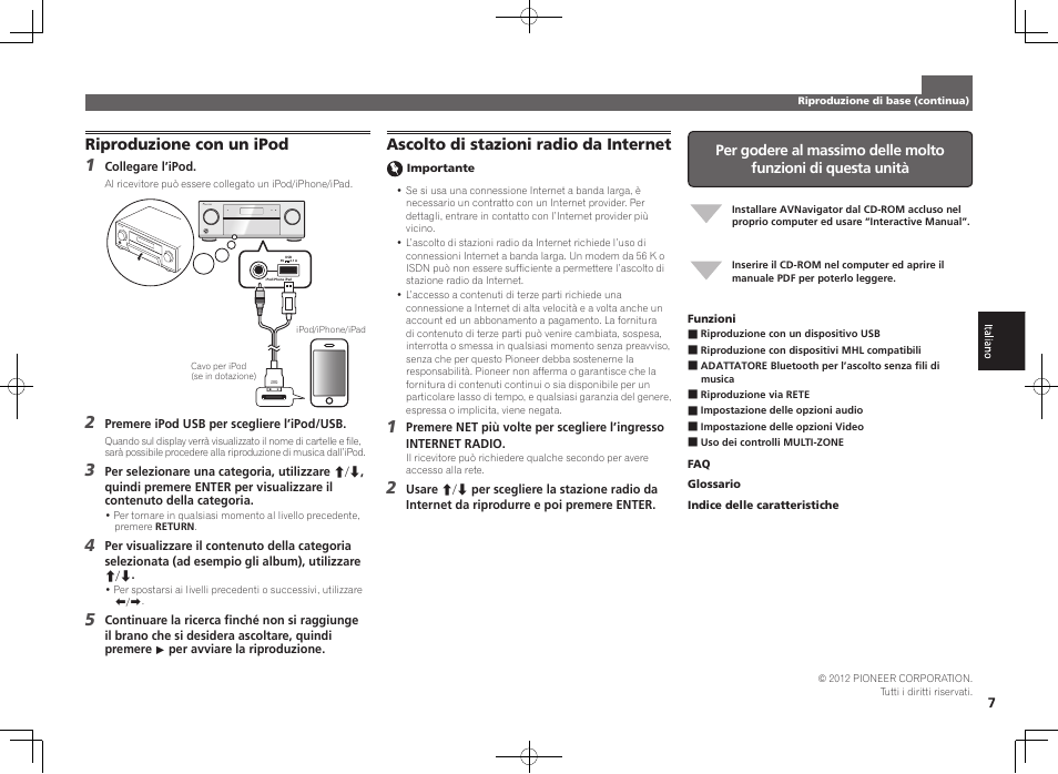 Riproduzione con un ipod, Ascolto di stazioni radio da internet | Pioneer SC-LX56-S User Manual | Page 25 / 48