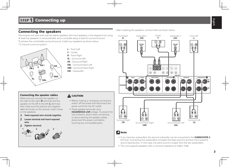 Connecting up, Connecting the speakers | Pioneer SC-LX56-S User Manual | Page 3 / 48