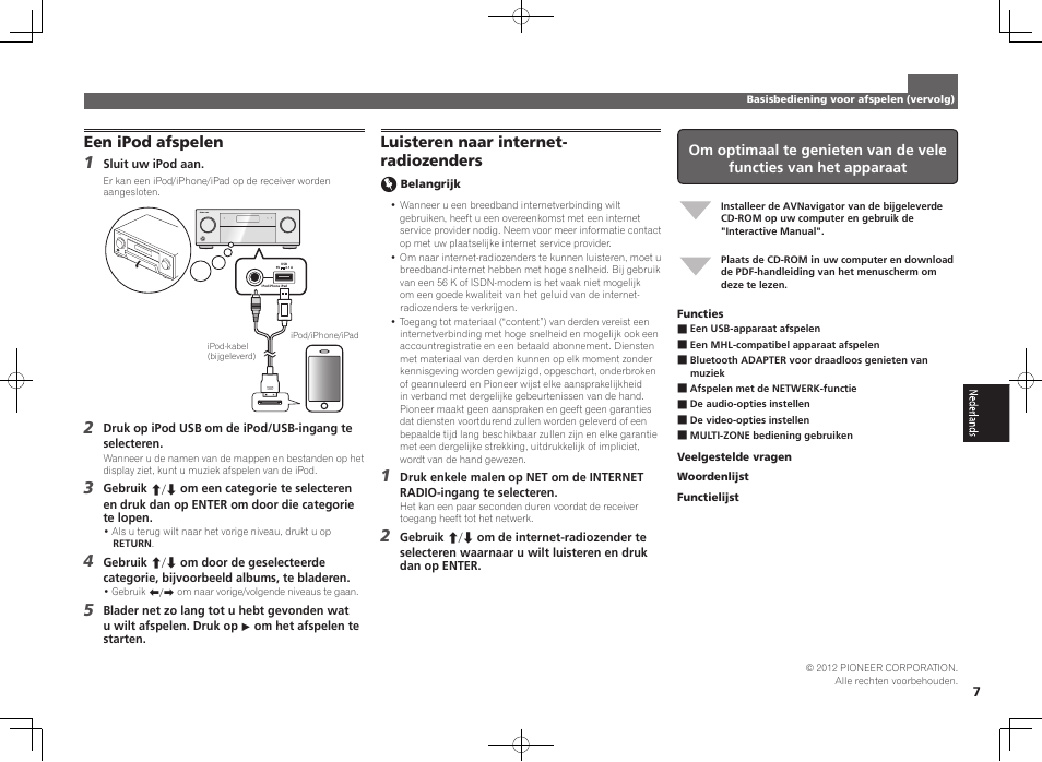Een ipod afspelen, Luisteren naar internet- radiozenders | Pioneer SC-LX56-S User Manual | Page 31 / 48