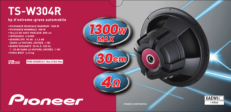 Hp d'extreme-grave automobile, Ts-w30ar | Pioneer TS-W304R User Manual | Page 2 / 8