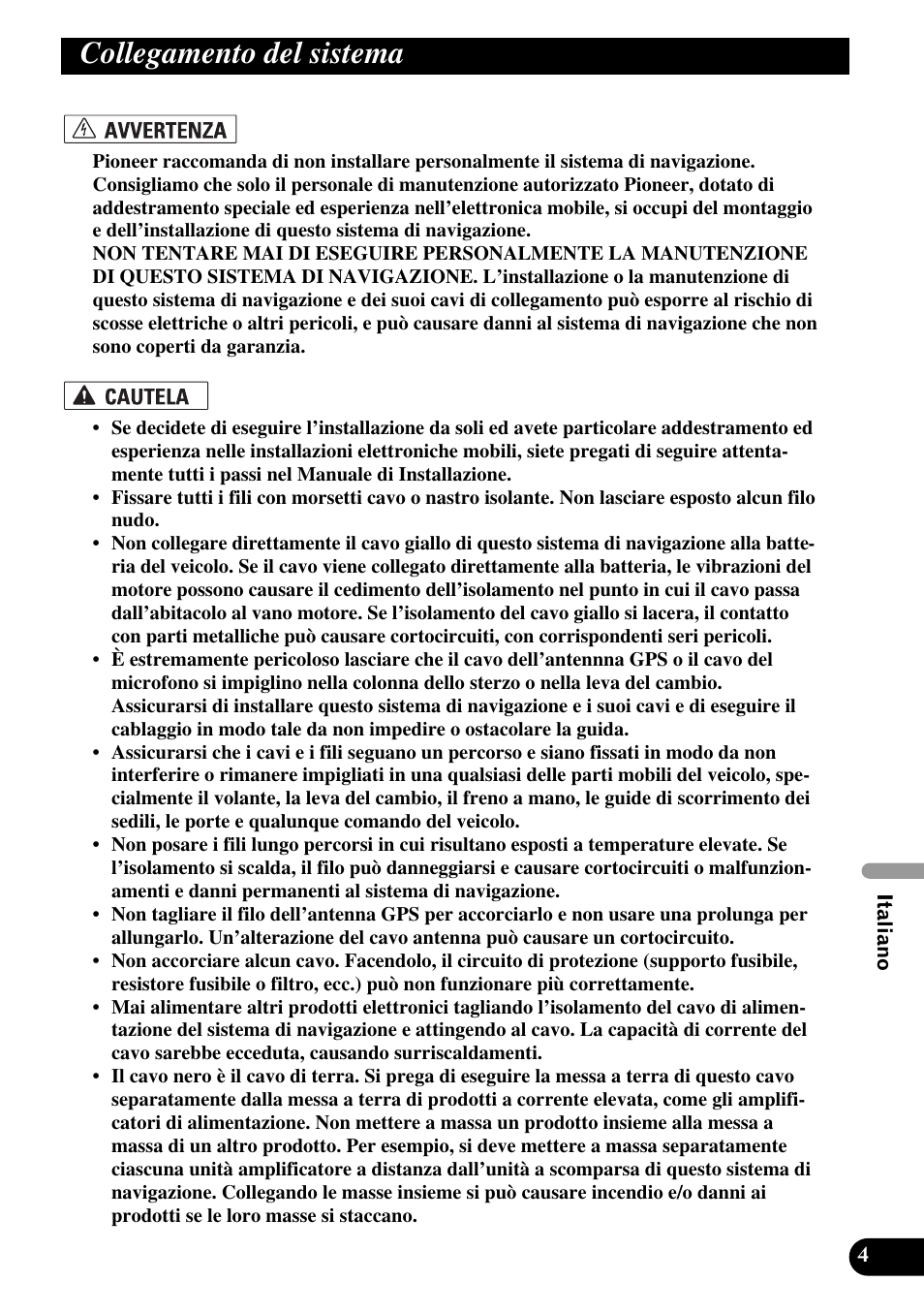 Collegamento del sistema | Pioneer AVIC-HD1BT User Manual | Page 117 / 170