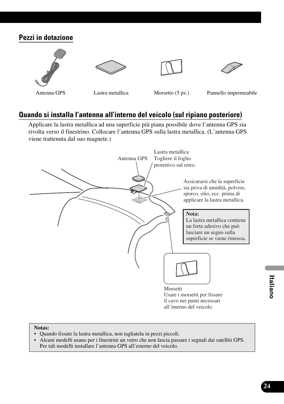 Pezzi in dotazione | Pioneer AVIC-HD1BT User Manual | Page 137 / 170