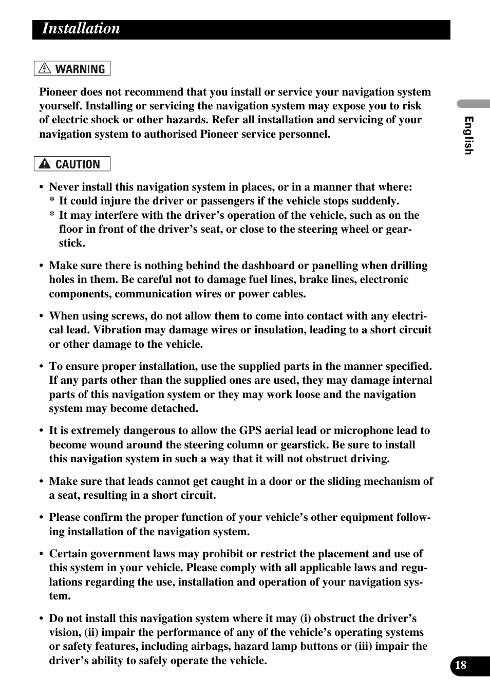 Installation | Pioneer AVIC-HD1BT User Manual | Page 19 / 170