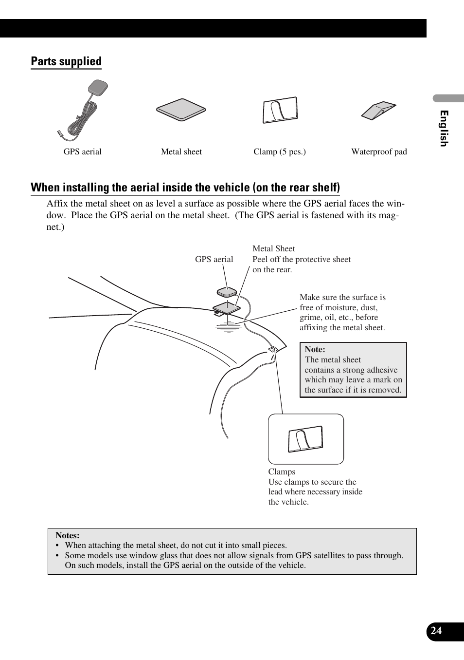 Parts supplied | Pioneer AVIC-HD1BT User Manual | Page 25 / 170