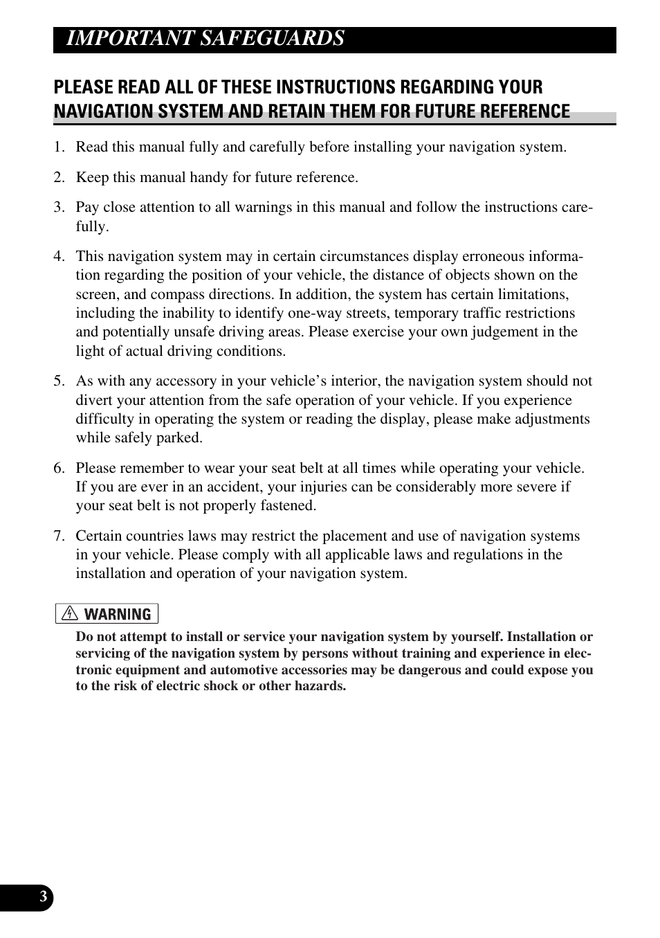 Important safeguards, Please read all of these | Pioneer AVIC-HD1BT User Manual | Page 4 / 170