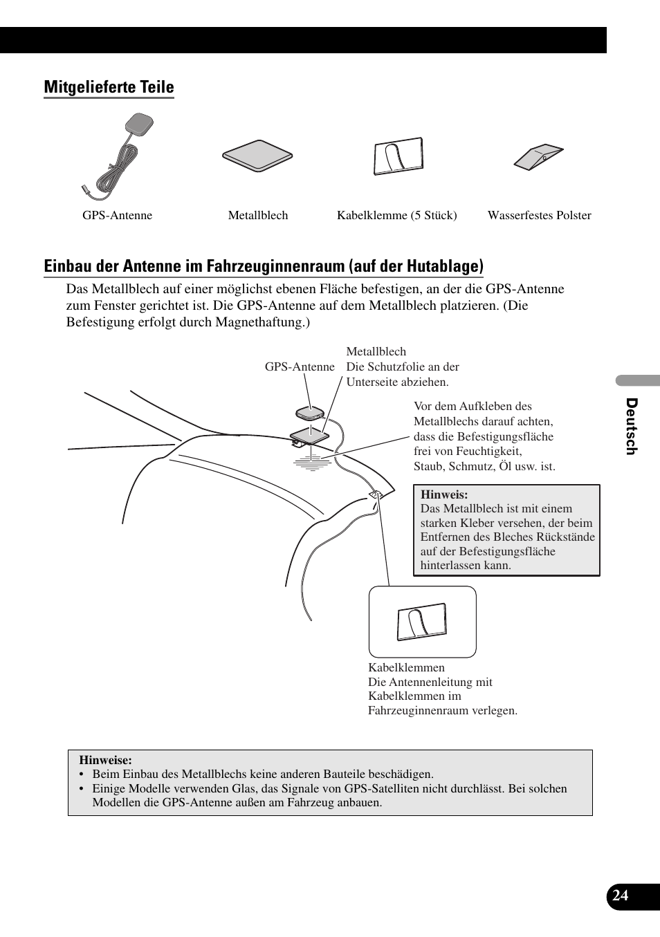 Mitgelieferte teile | Pioneer AVIC-HD1BT User Manual | Page 81 / 170