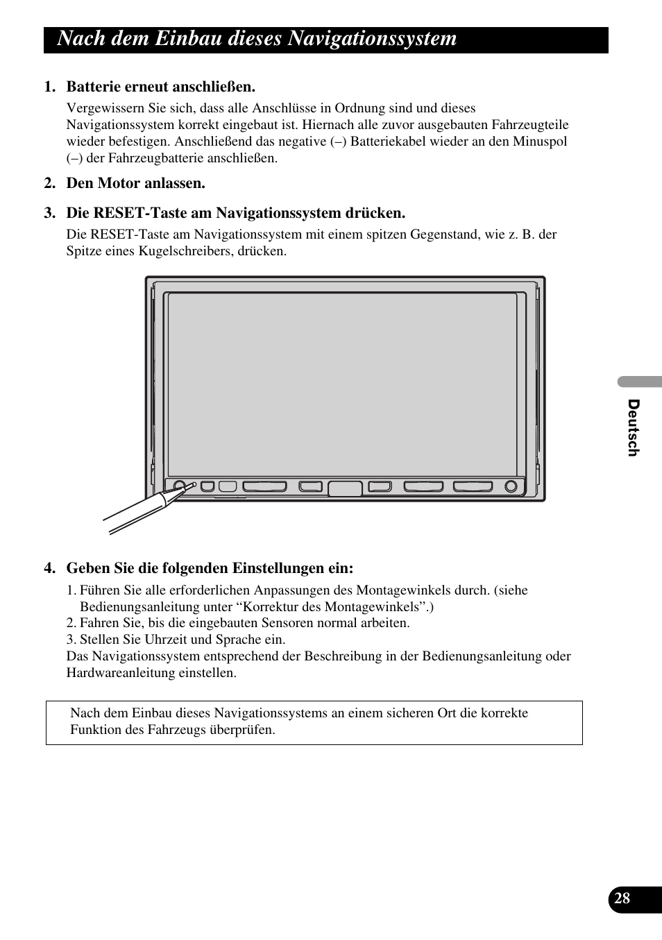 Nach dem einbau dieses, Navigationssystem, Nach dem einbau dieses navigationssystem | Pioneer AVIC-HD1BT User Manual | Page 85 / 170
