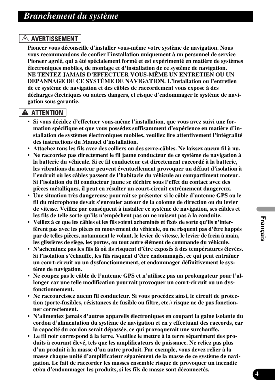 Branchement du système | Pioneer AVIC-HD1BT User Manual | Page 89 / 170