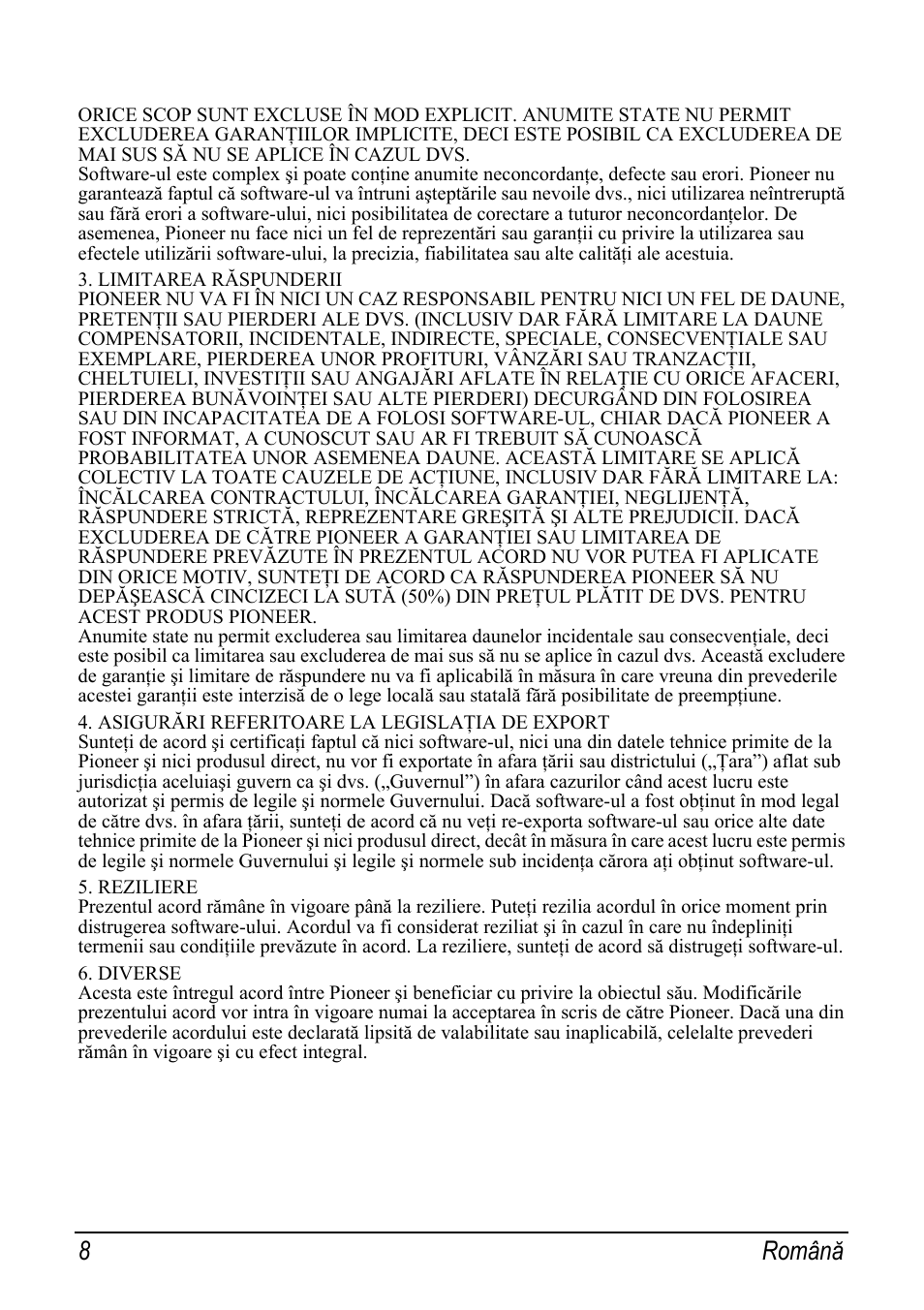 8 română | Pioneer AVIC-S2 RU User Manual | Page 128 / 153