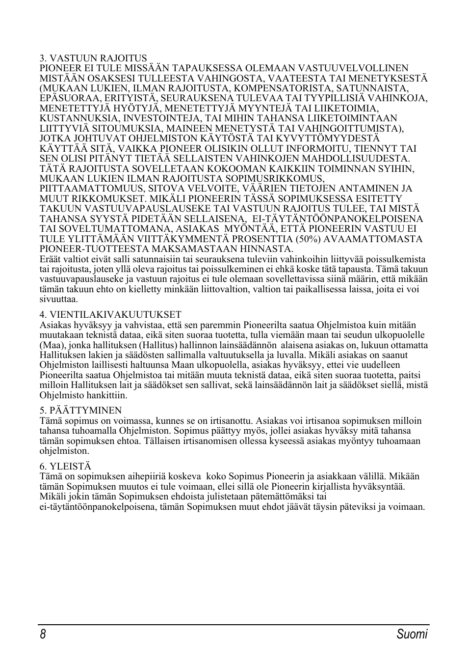 8 suomi | Pioneer AVIC-S2 RU User Manual | Page 136 / 153