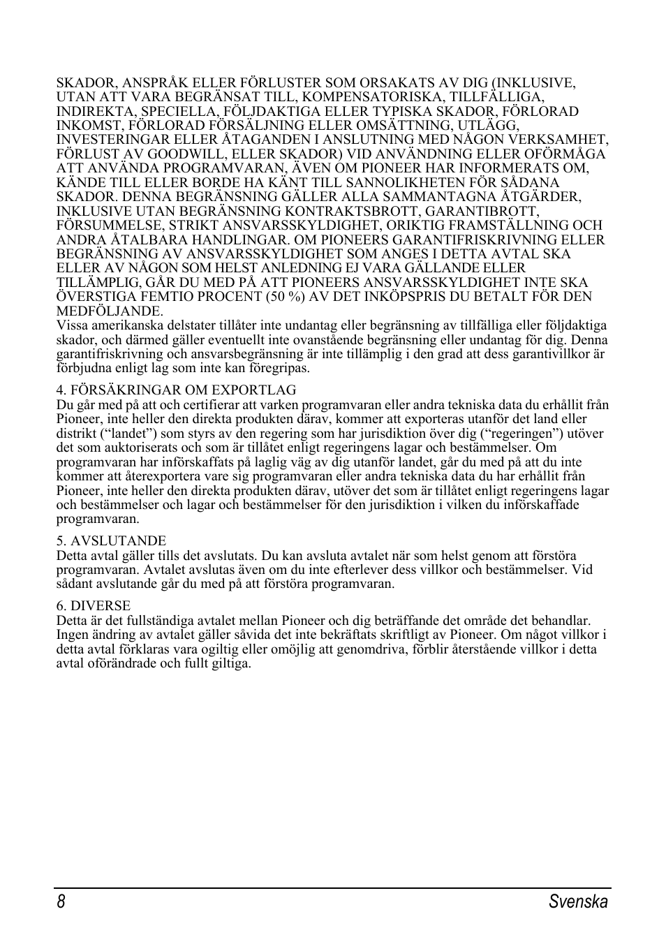 8svenska | Pioneer AVIC-S2 RU User Manual | Page 144 / 153
