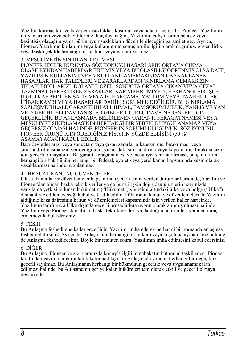 8 türkçe | Pioneer AVIC-S2 RU User Manual | Page 152 / 153