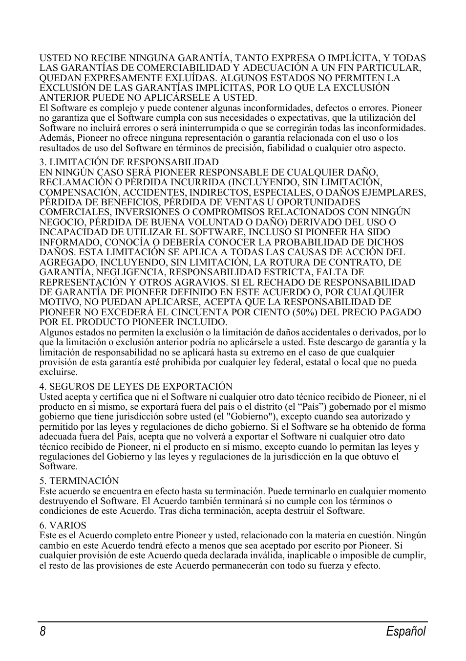 8 español | Pioneer AVIC-S2 RU User Manual | Page 48 / 153
