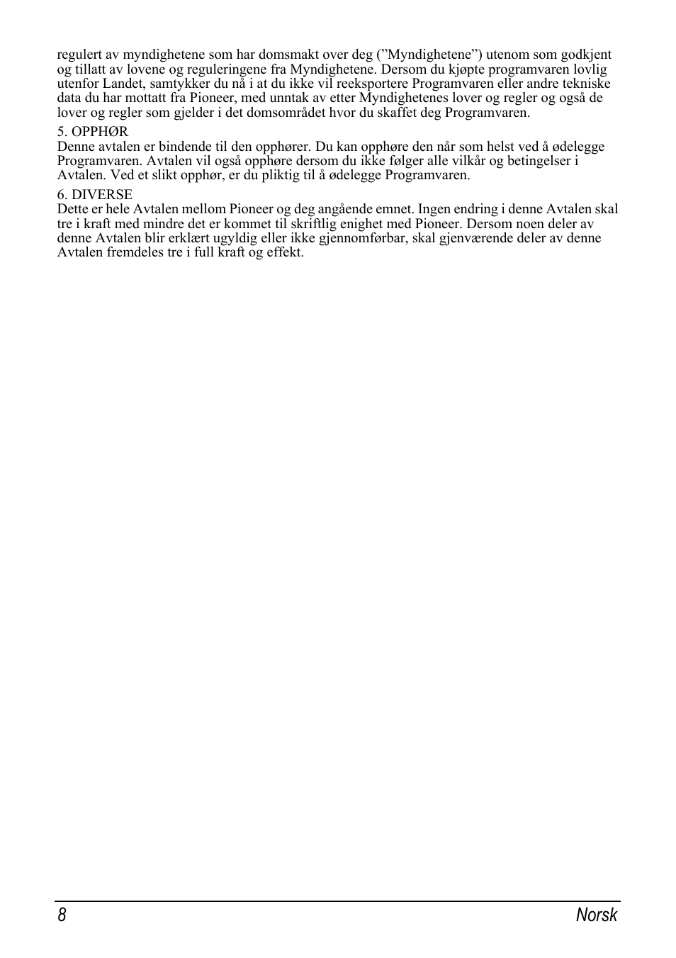 8 norsk | Pioneer AVIC-S2 RU User Manual | Page 96 / 153
