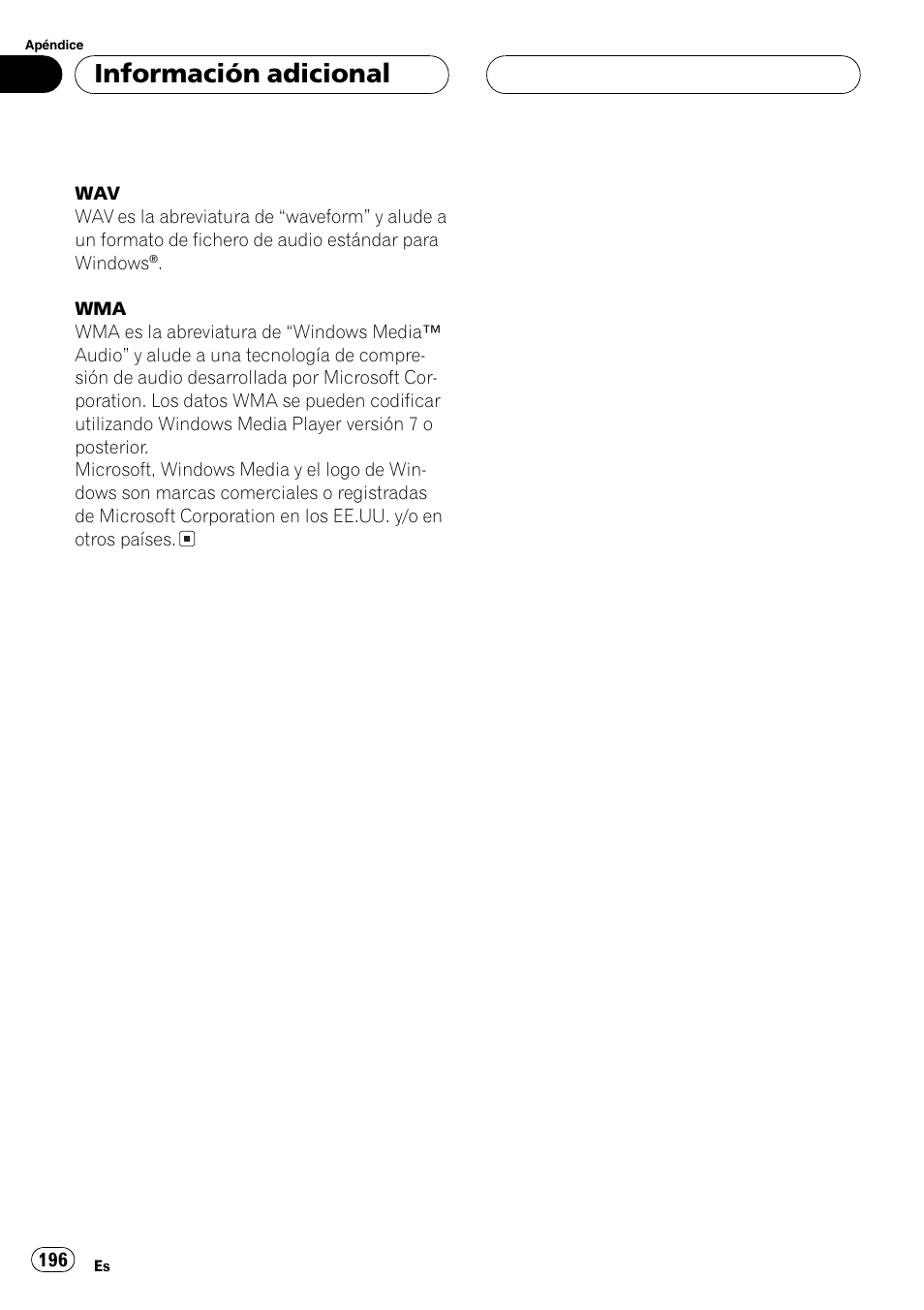 Información adicional | Pioneer DEH-P70BT User Manual | Page 196 / 199