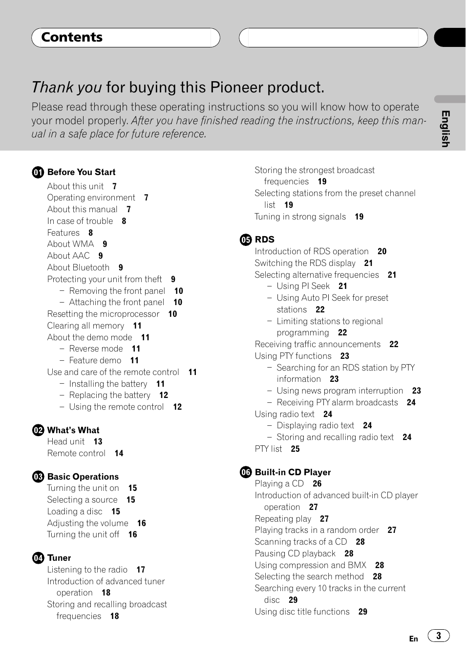 Pioneer DEH-P70BT User Manual | Page 3 / 199