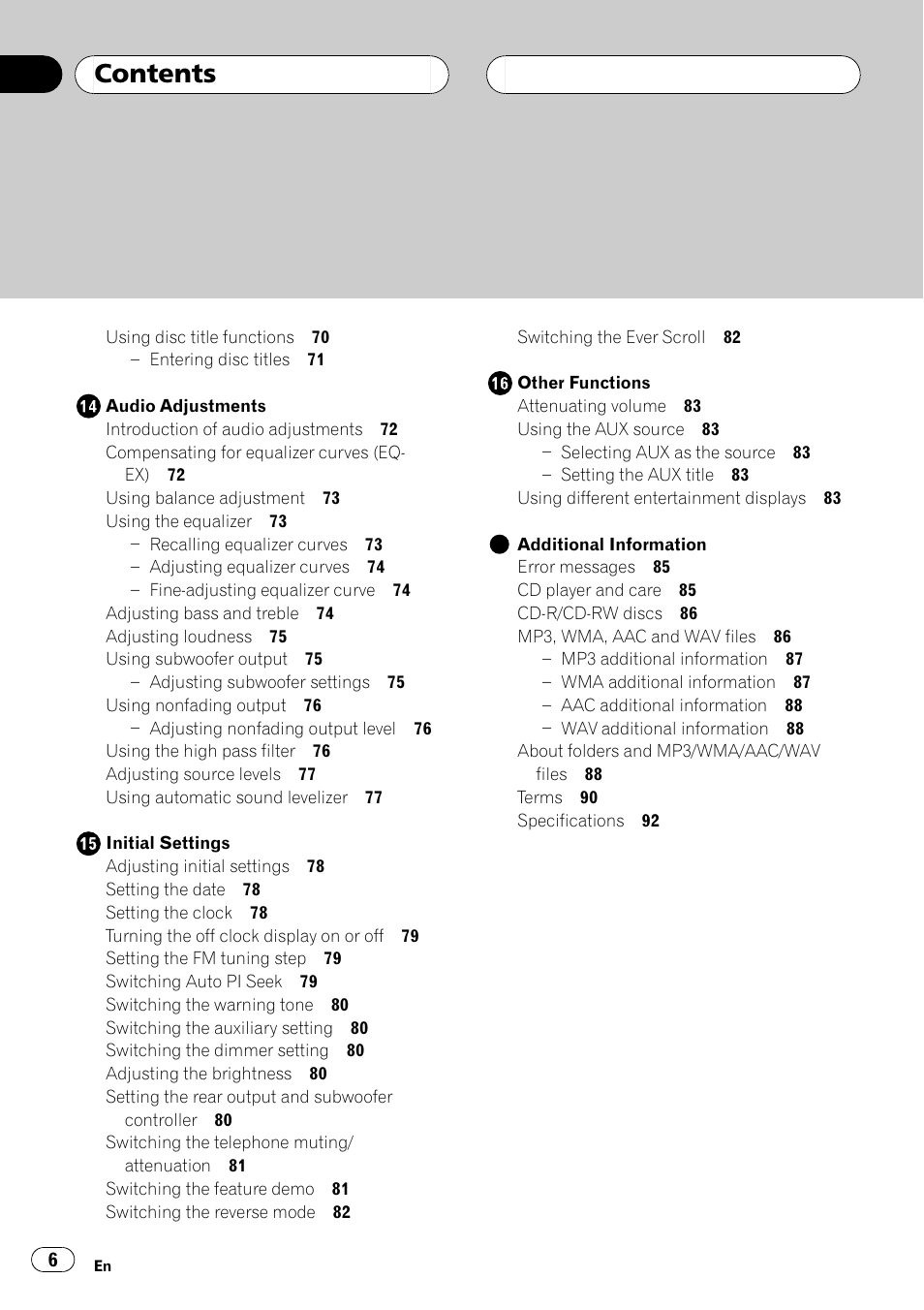 Pioneer DEH-P70BT User Manual | Page 6 / 199