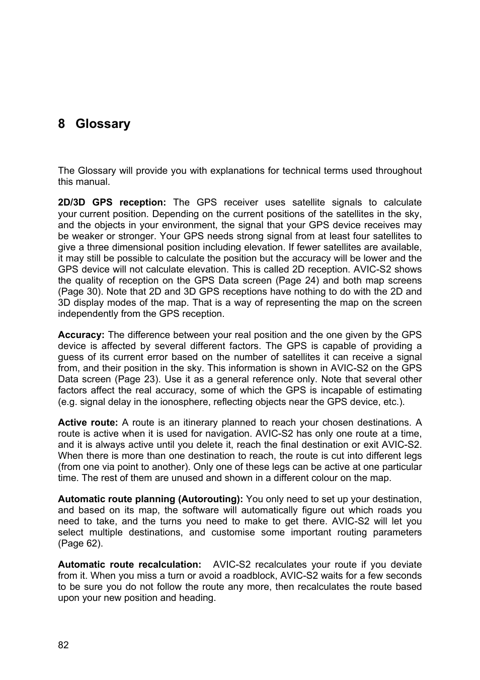 Glossary, 8 glossary | Pioneer AVIC-S2 RU User Manual | Page 82 / 84