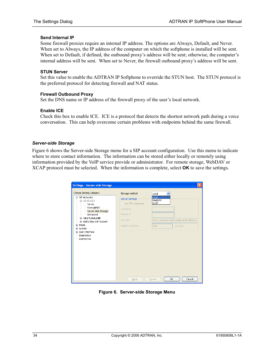 Server-side storage, Figure 6, Server-side storage menu | ADTRAN 1950859L1 User Manual | Page 34 / 52