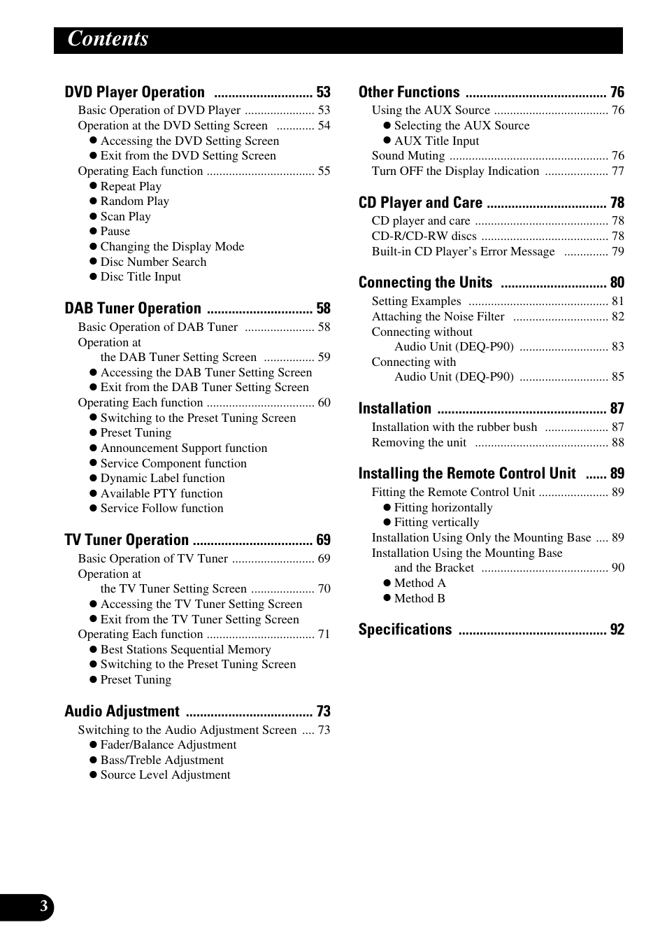 Pioneer DEX-P90RS User Manual | Page 4 / 94