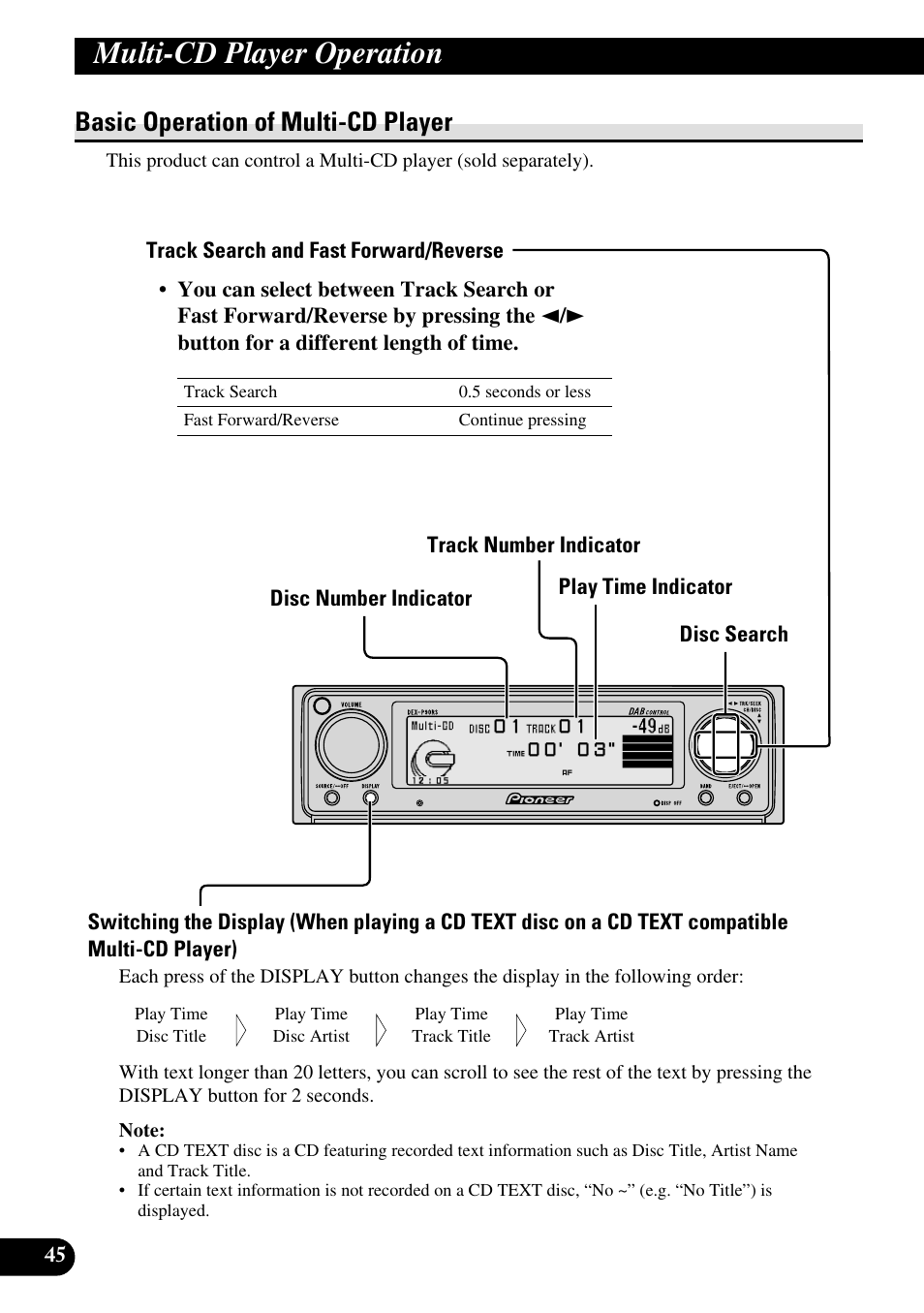 Multi-cd player operation, Basic operation of multi-cd player | Pioneer DEX-P90RS User Manual | Page 46 / 94