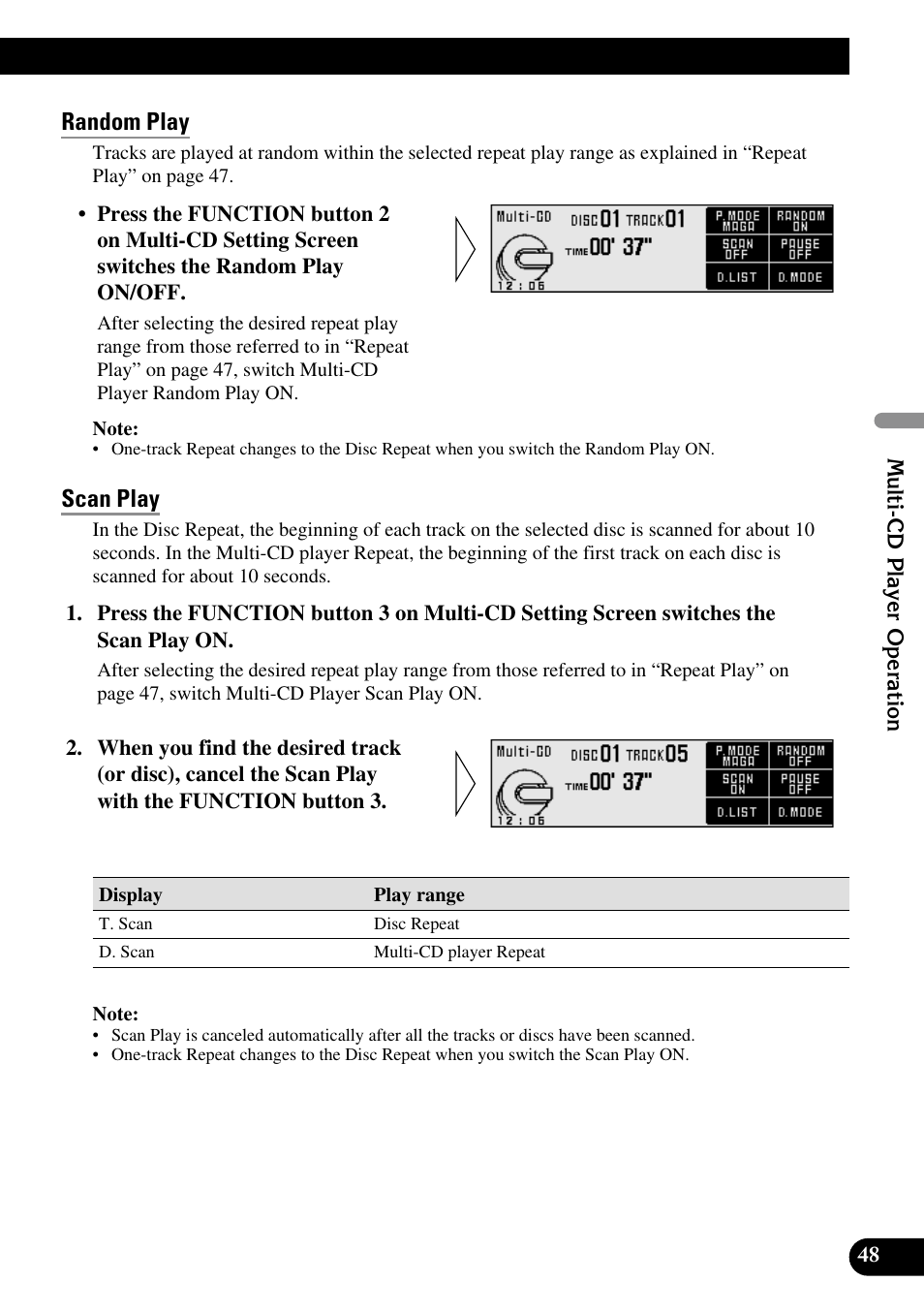 Random play, Scan play | Pioneer DEX-P90RS User Manual | Page 49 / 94