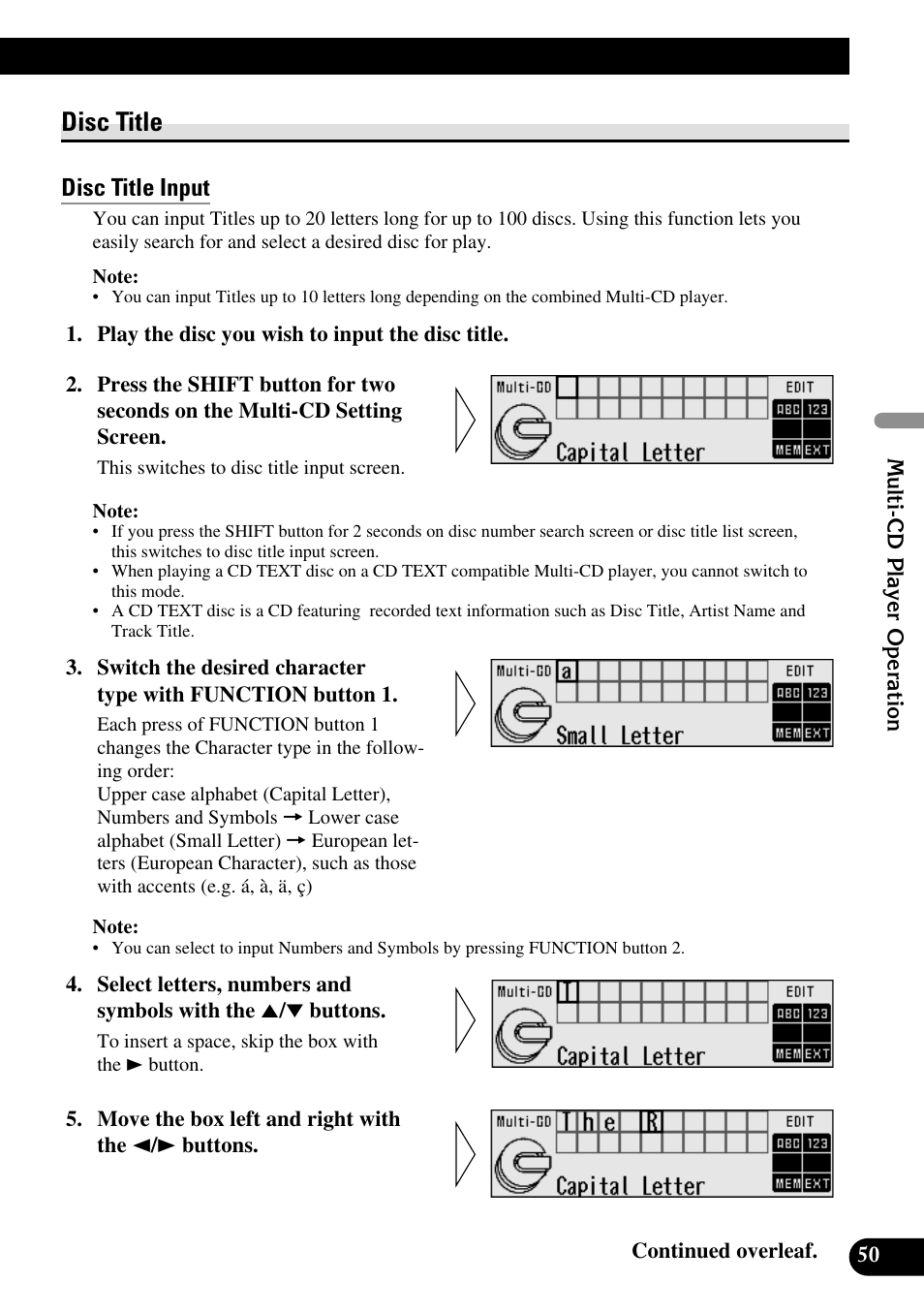 Disc title, Disc title input | Pioneer DEX-P90RS User Manual | Page 51 / 94