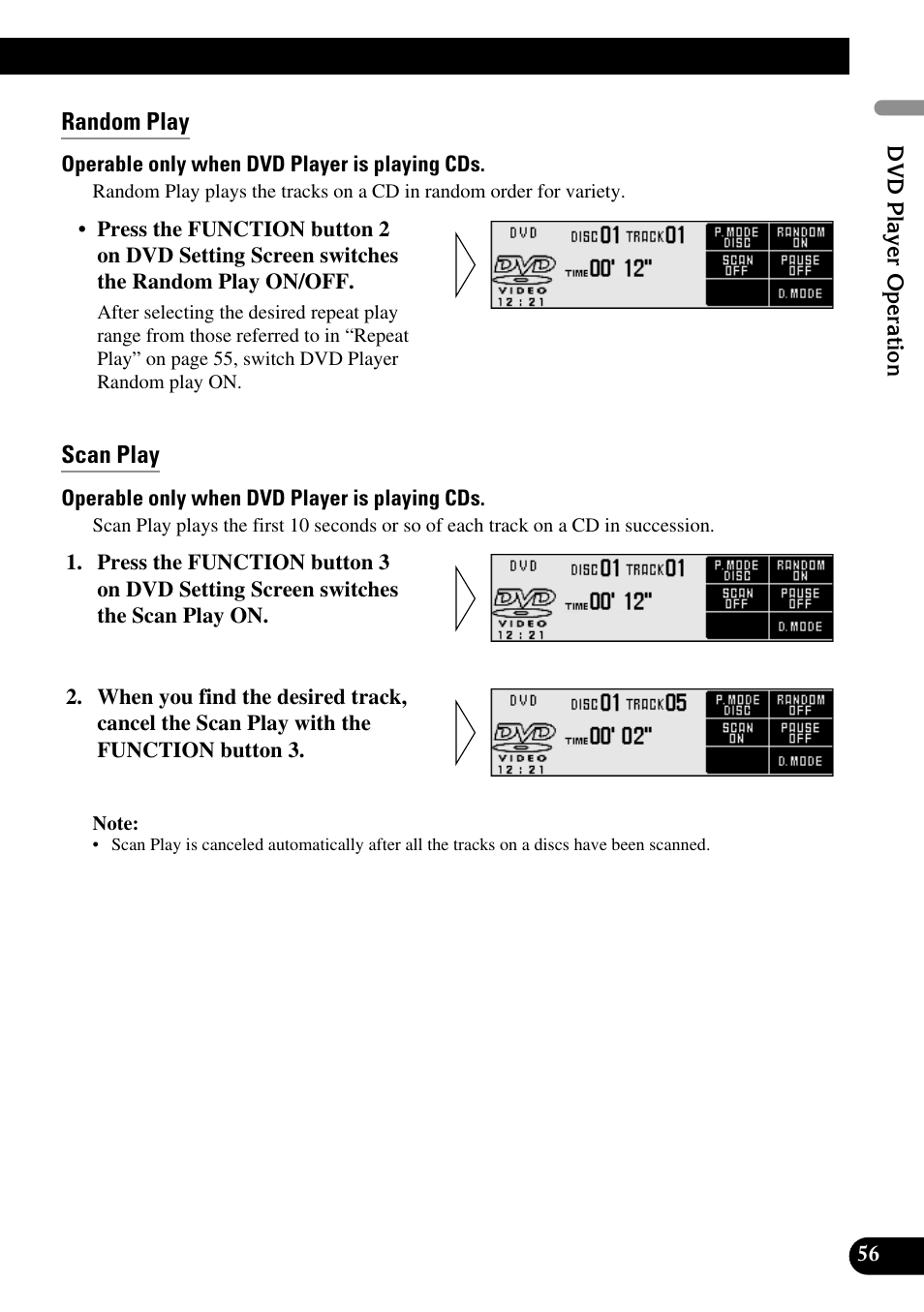 Random play, Scan play | Pioneer DEX-P90RS User Manual | Page 57 / 94