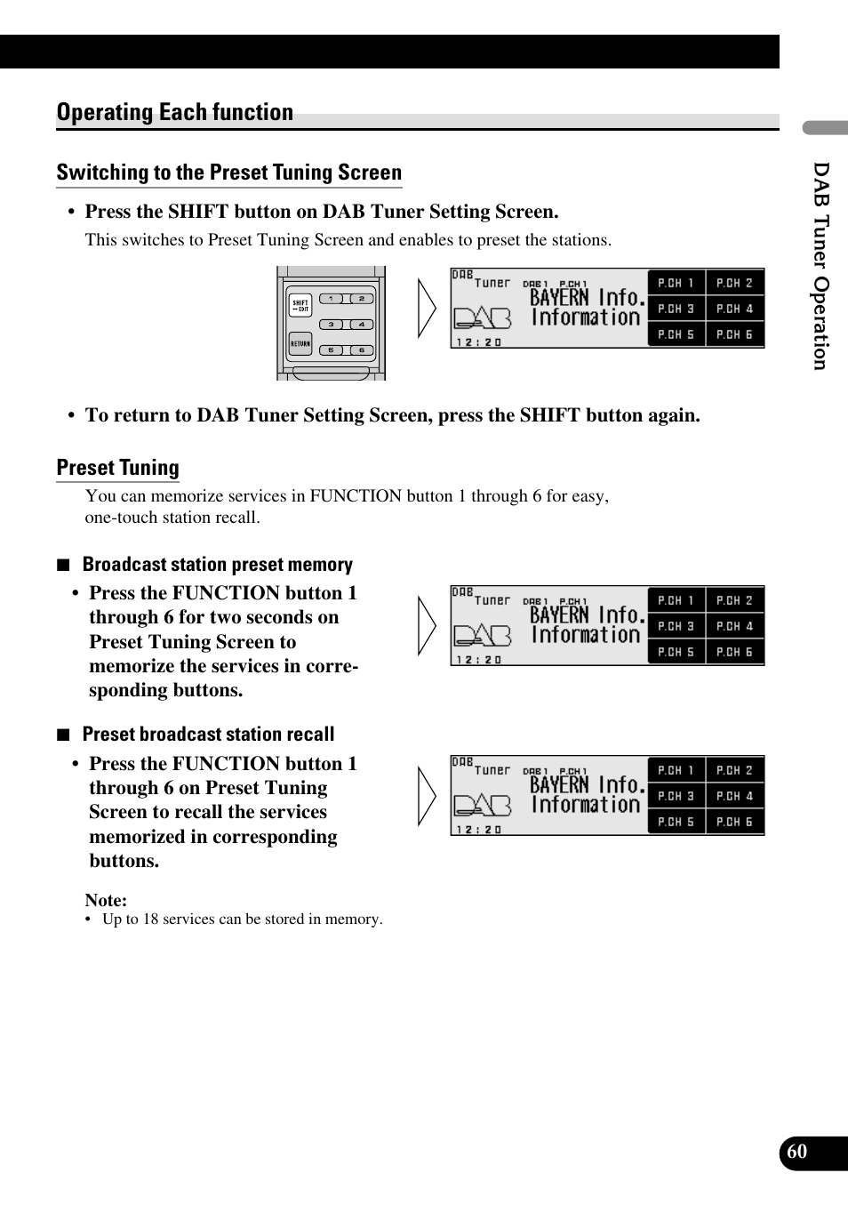 Operating each function, Switching to the preset tuning screen, Preset tuning | Pioneer DEX-P90RS User Manual | Page 61 / 94