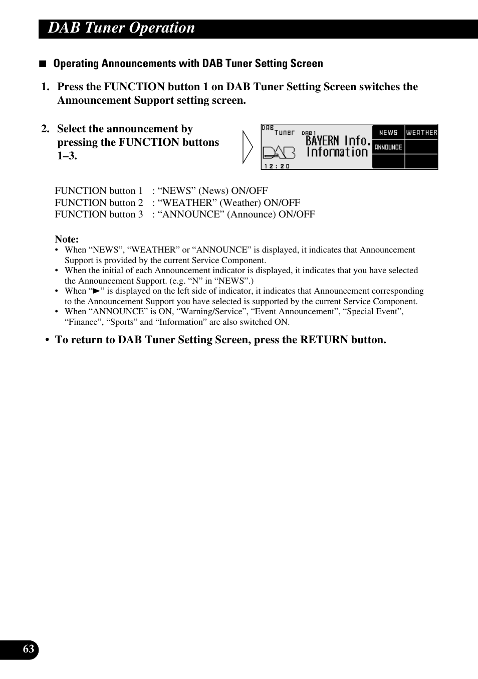 Dab tuner operation | Pioneer DEX-P90RS User Manual | Page 64 / 94