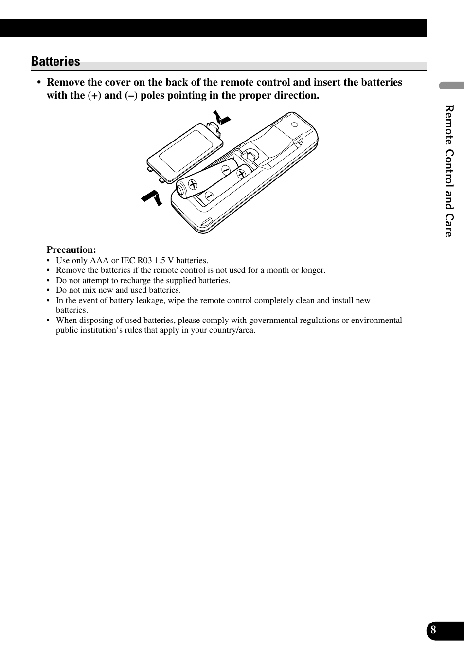 Batteries | Pioneer DEX-P90RS User Manual | Page 9 / 94