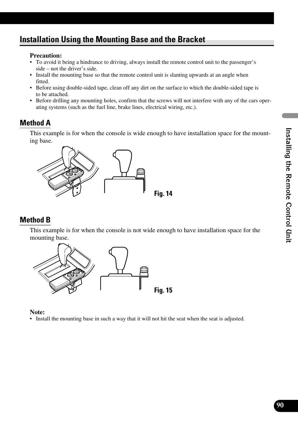 Installation using the mounting base, And the bracket, Method a | Method b | Pioneer DEX-P90RS User Manual | Page 91 / 94