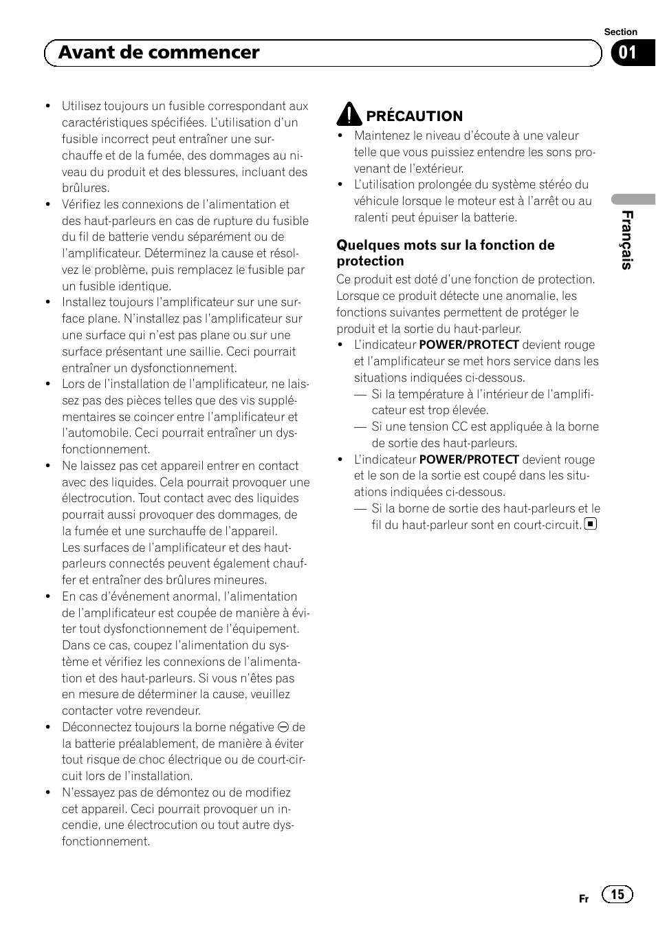 01 avant de commencer | Pioneer GM-D8604 User Manual | Page 15 / 96