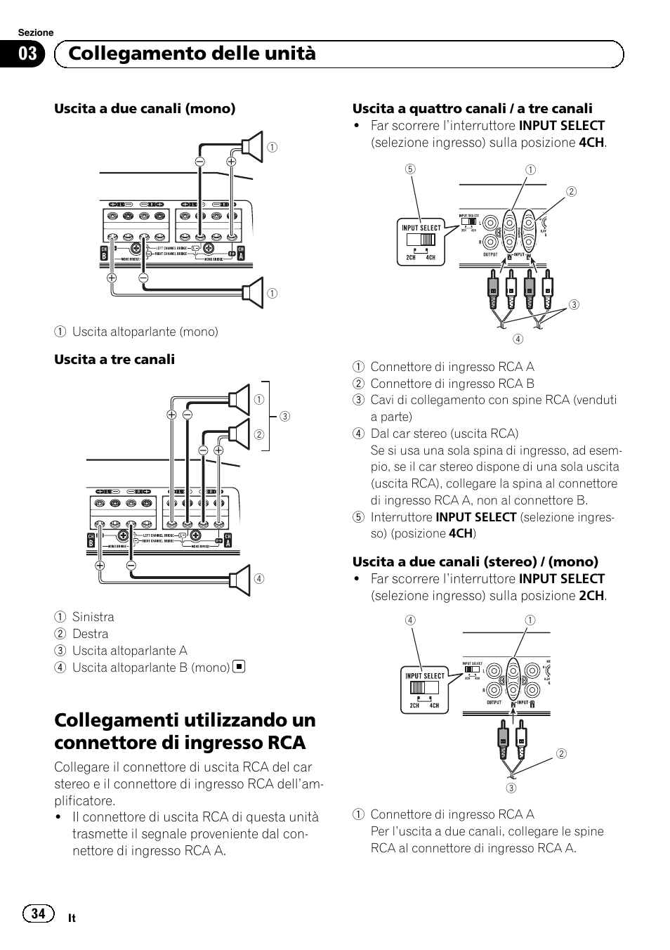 03 collegamento delle unità | Pioneer GM-D8604 User Manual | Page 34 / 96