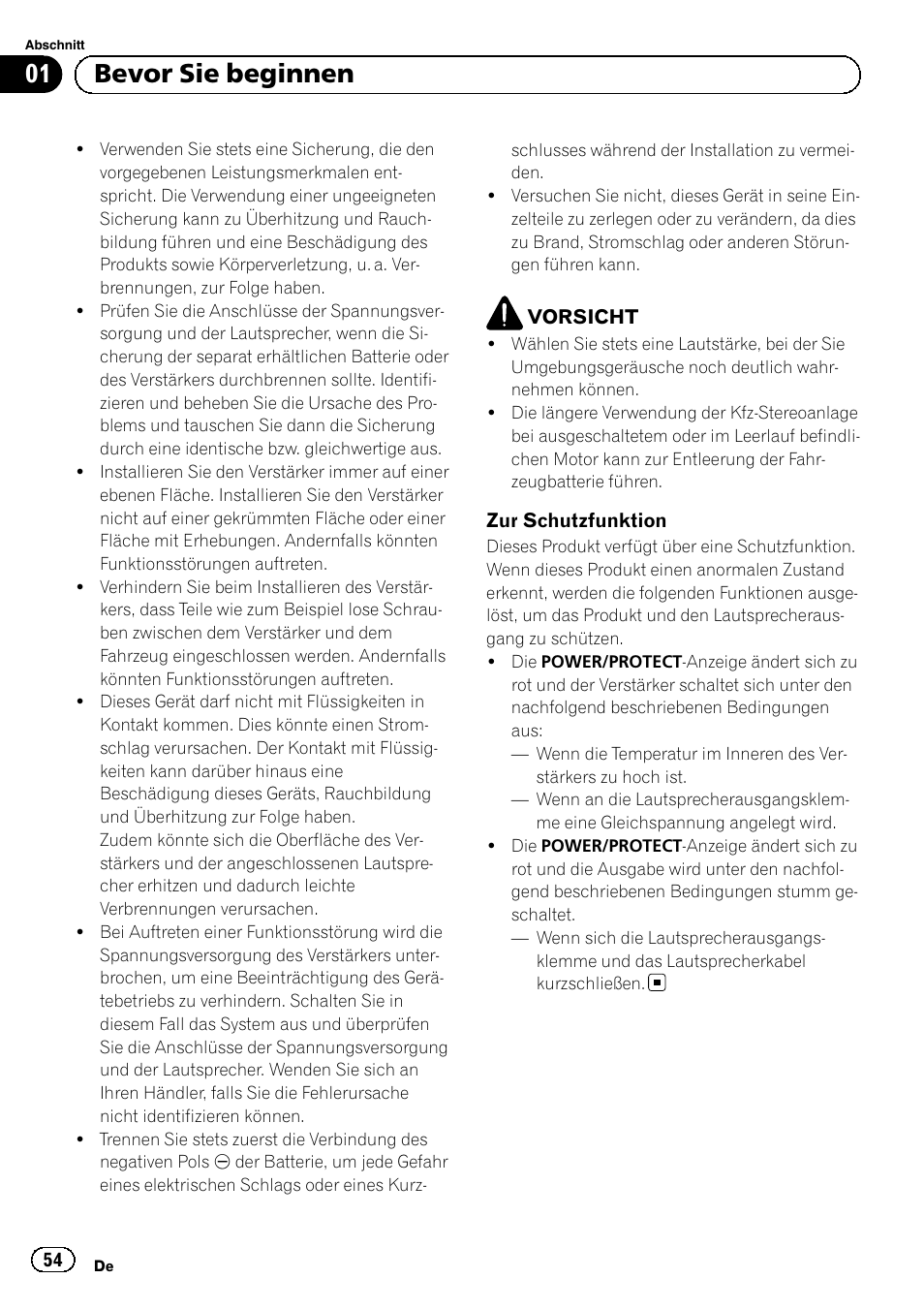 01 bevor sie beginnen | Pioneer GM-D8604 User Manual | Page 54 / 96