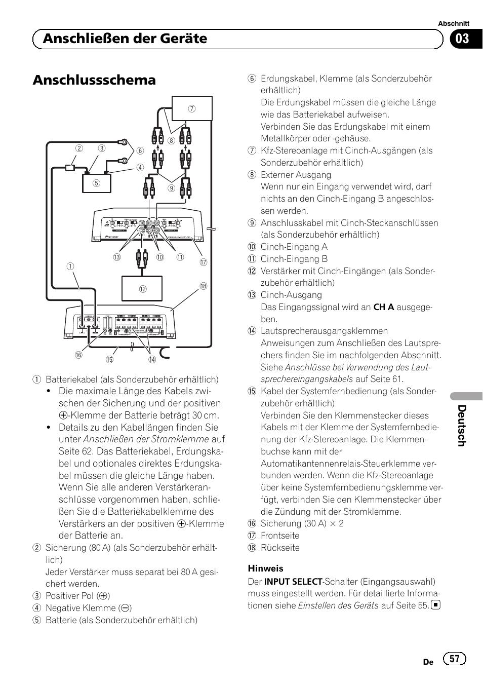 Anschlussschema, 03 anschließen der geräte | Pioneer GM-D8604 User Manual | Page 57 / 96