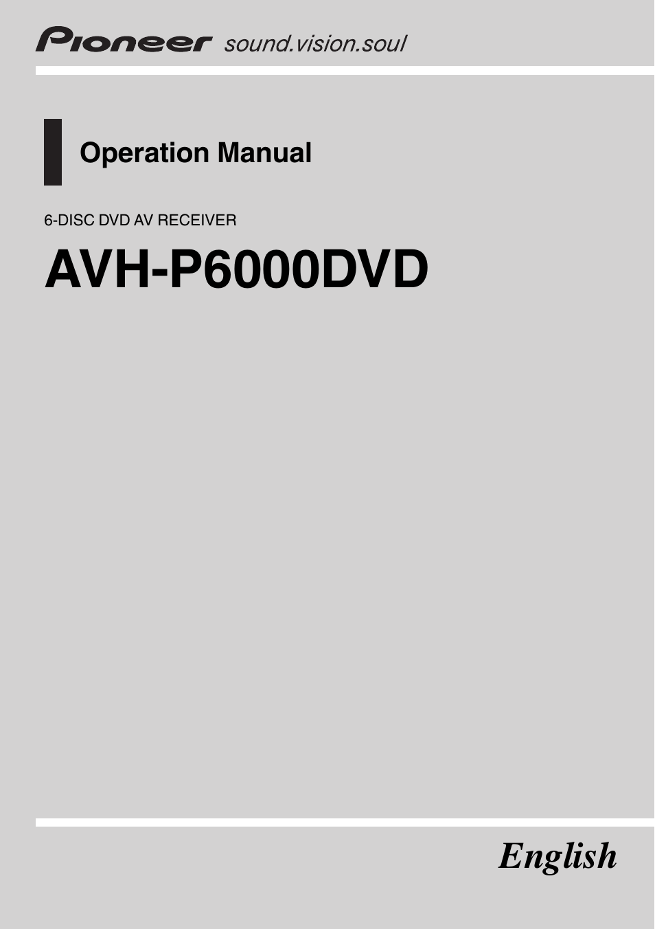 Pioneer AVH-P6000DVD User Manual | 120 pages