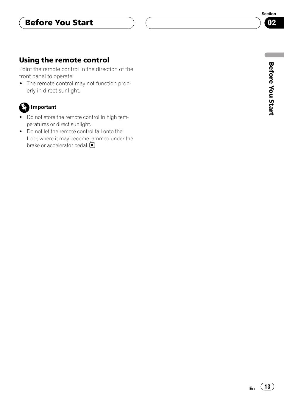 Before you start | Pioneer AVH-P6000DVD User Manual | Page 13 / 120
