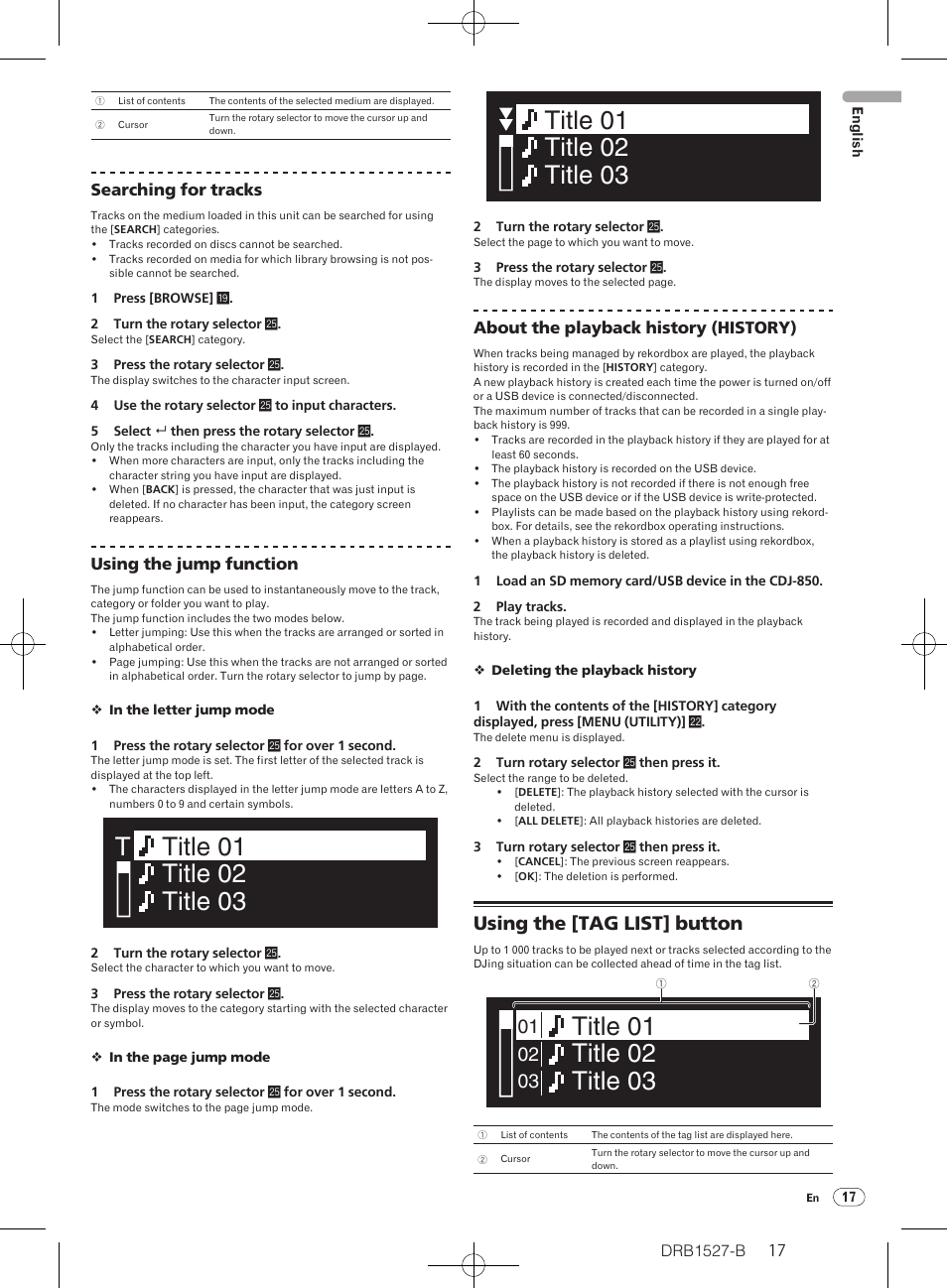 Using the [tag list] button | Pioneer CDJ-850 User Manual | Page 17 / 88