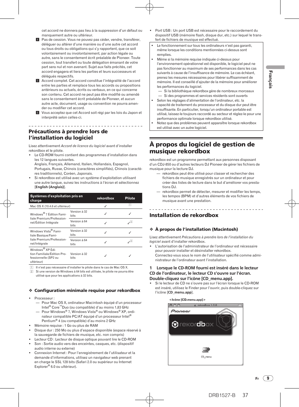 Drb1527-b, Installation de rekordbox | Pioneer CDJ-850 User Manual | Page 37 / 88