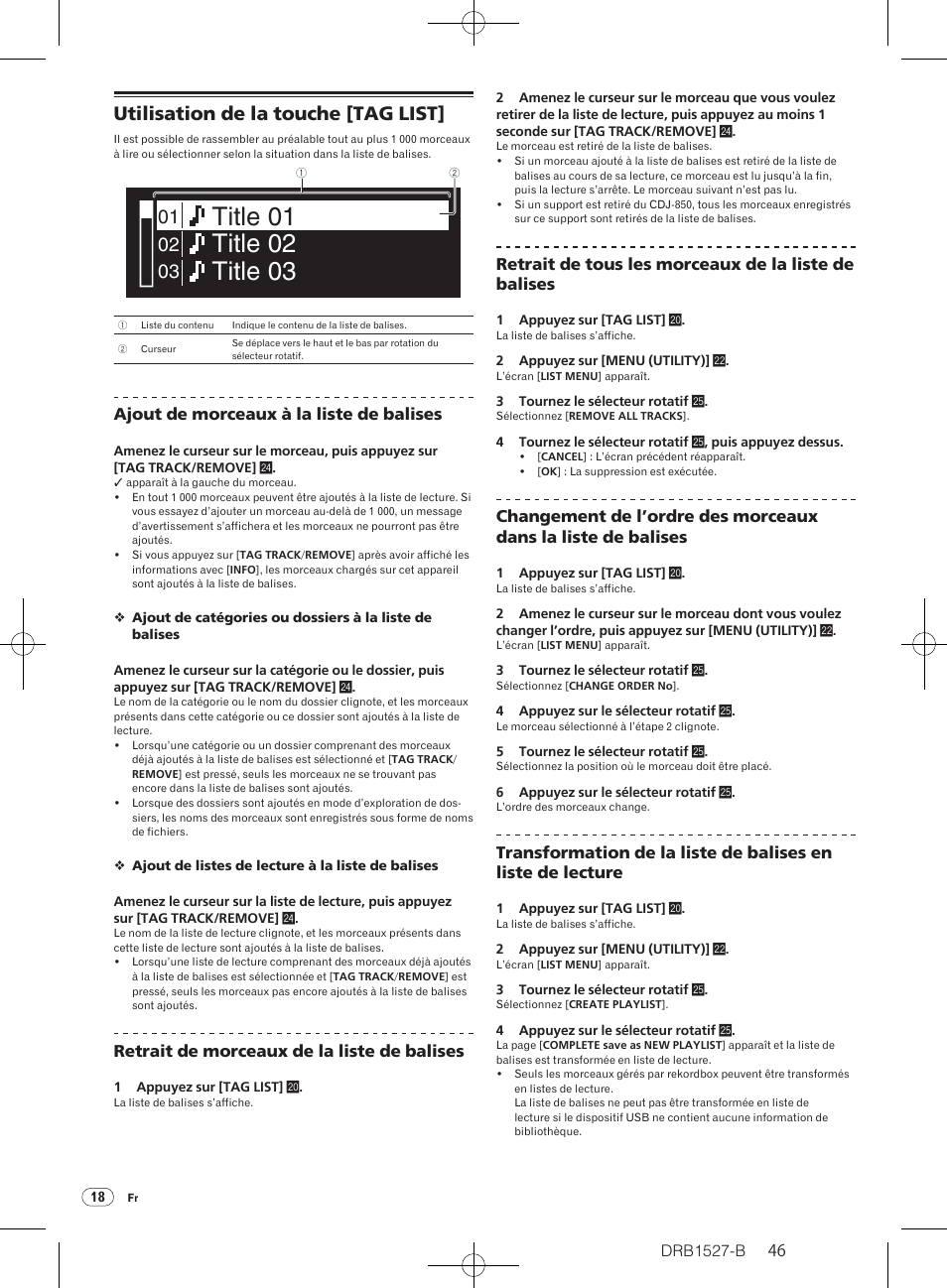 Utilisation de la touche [tag list | Pioneer CDJ-850 User Manual | Page 46 / 88