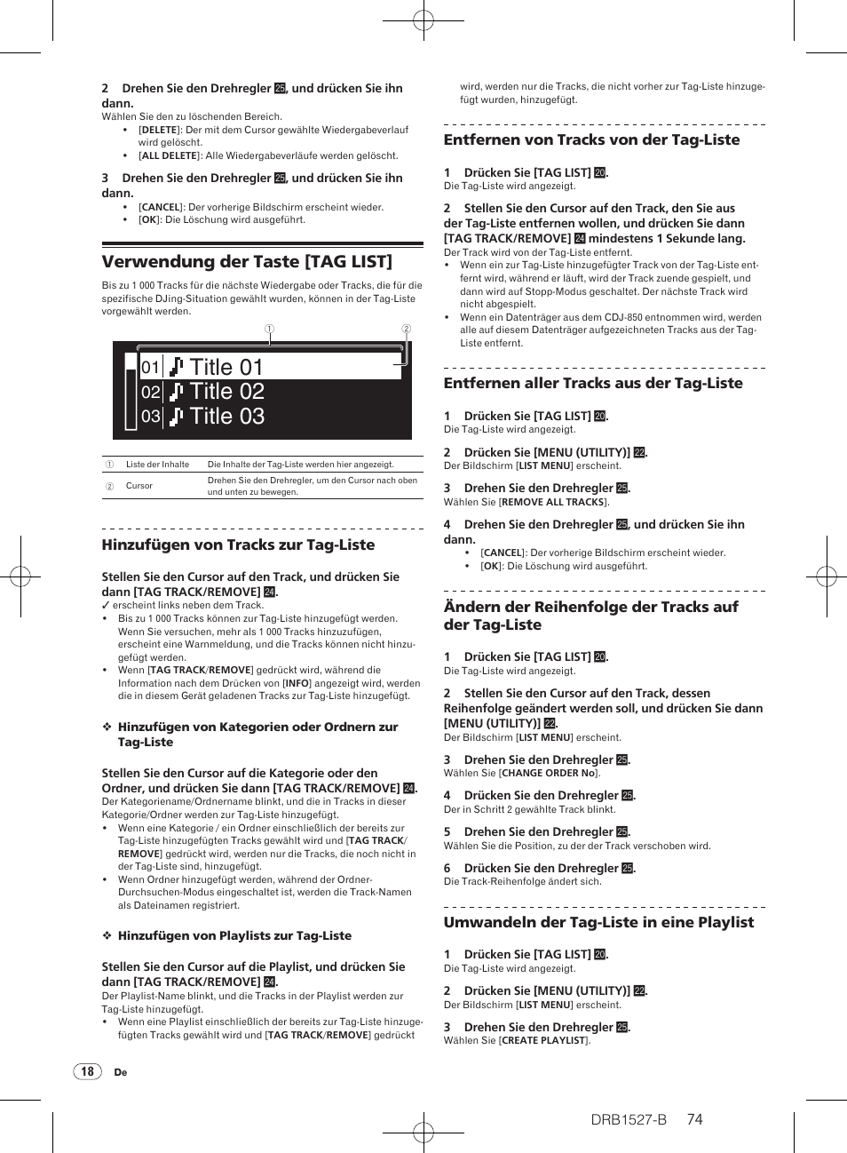Verwendung der taste [tag list | Pioneer CDJ-850 User Manual | Page 74 / 88