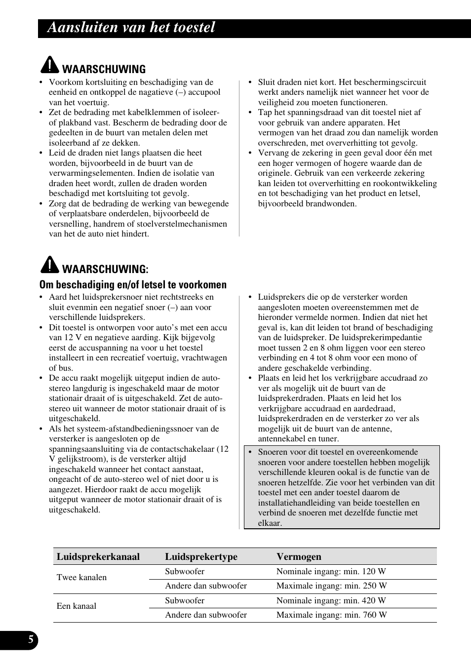 Aansluiten van het toestel | Pioneer GM-5200T User Manual | Page 66 / 85