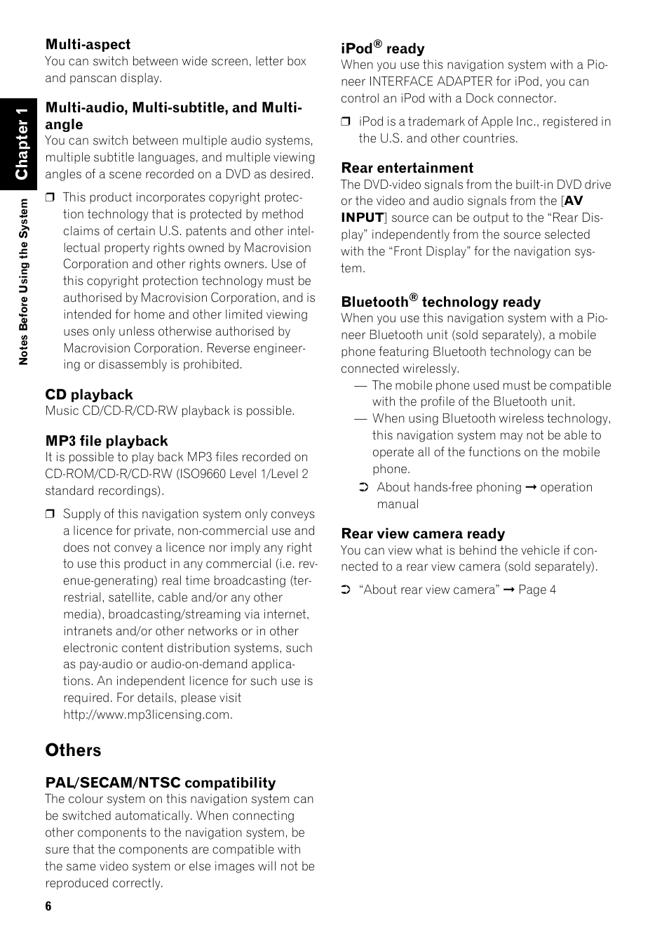 Others 6, Others, Chapter 1 | Pioneer AVIC-HD3-II User Manual | Page 8 / 22