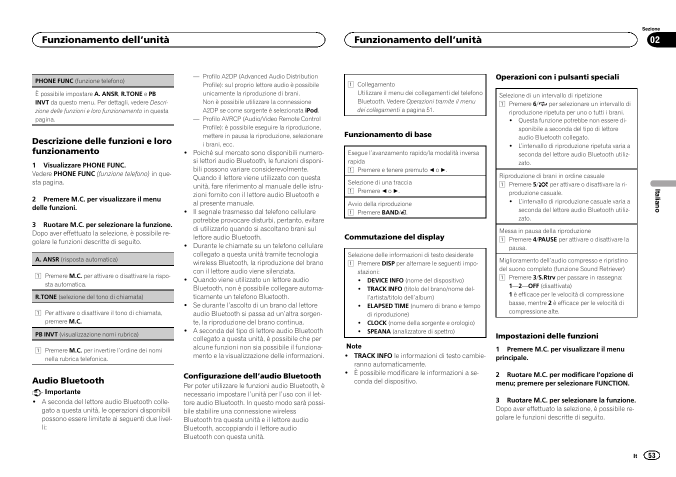 Funzionamento dell ’unità | Pioneer MVH-350BT User Manual | Page 53 / 156