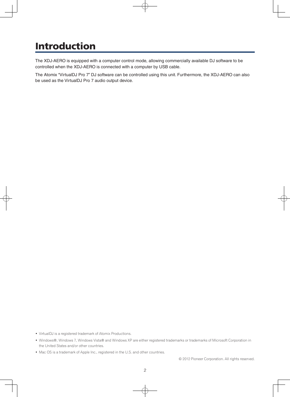 Introduction | Pioneer XDJ-AERO User Manual | Page 2 / 7